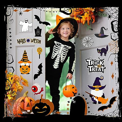 gunhunt 25 PCS Halloween Gnome Stickers, Car Pumpkin Ghost Refrigerator Decoration Stickers, Garage Door Halloween Holiday Waterproof Decals for Car Door Locker Home Decoration