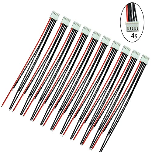 10pcs 4S 5Pins Balance Connector Male Plug Extension Cable JST-XH RC Lipo Connector Adapter with 15CM 22AWG Silicone Cable (4S 5Pins) - size: 4s balance cable extension