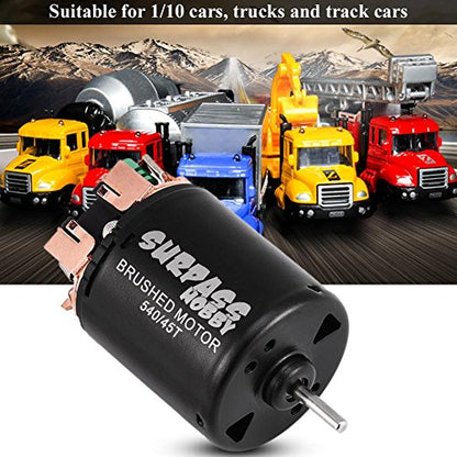 Dilwe RC Car Brushed Motor, 4 Poles Alloy 540 Sensorless Brushed Motor 17T / 27T / 45T / 80T / 21T for 1/10 RC Car Truck(45T)