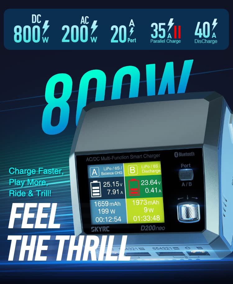 Sky RC D200neo Dual Charger 800w Lipo Battery Balance Charger BD350 Discharger AC/DC Multi-Function Smart Charger