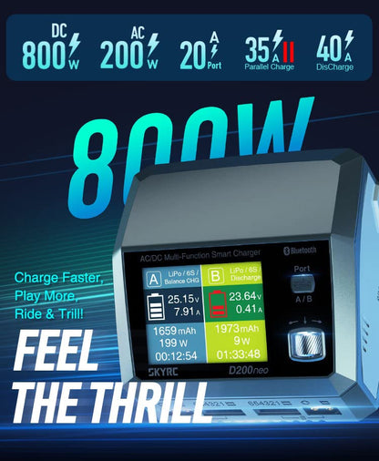 Sky RC D200neo Dual Charger 800w Lipo Battery Balance Charger BD350 Discharger AC/DC Multi-Function Smart Charger