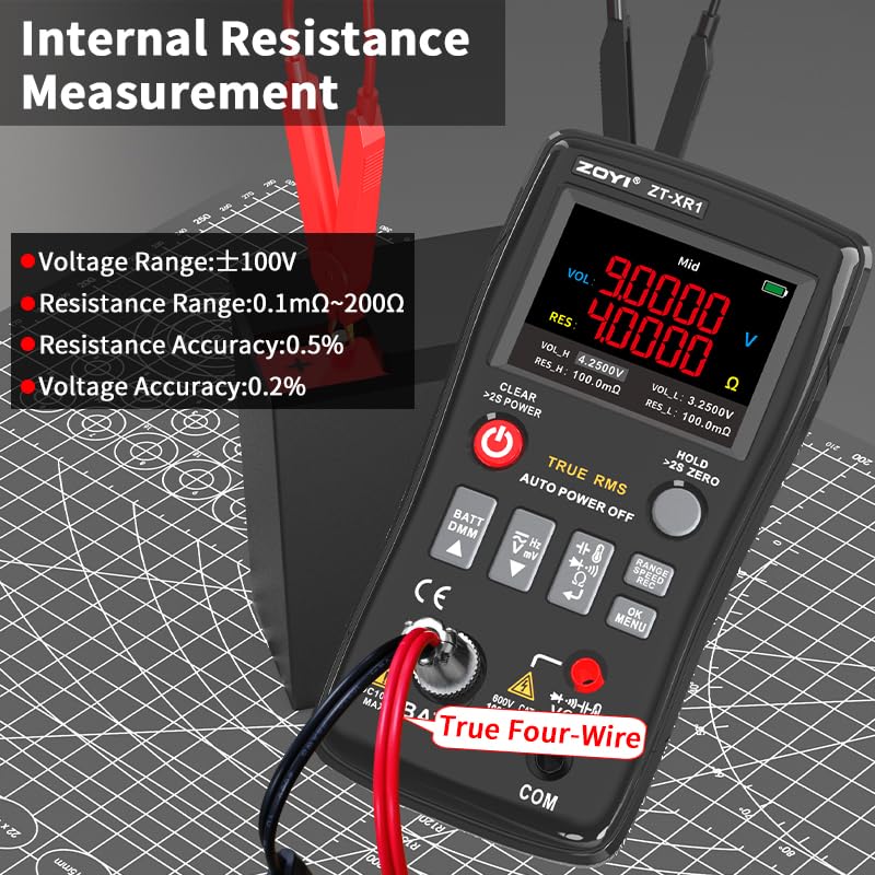 Battery Internal Resistance Tester 2 in 1 multimeter Battery Voltage Meter Car Battery Tester for AAA AA Model 0.1mΩ-200Ω
