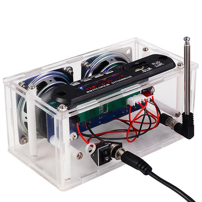 DIY Stereo Speaker Soldering Practice kit- BT,USB Player &FM Receiver- Complete Soldering Project kit with Components, PCB & Enclosure, Perfect for Electronics Enthusiasts & Beginners