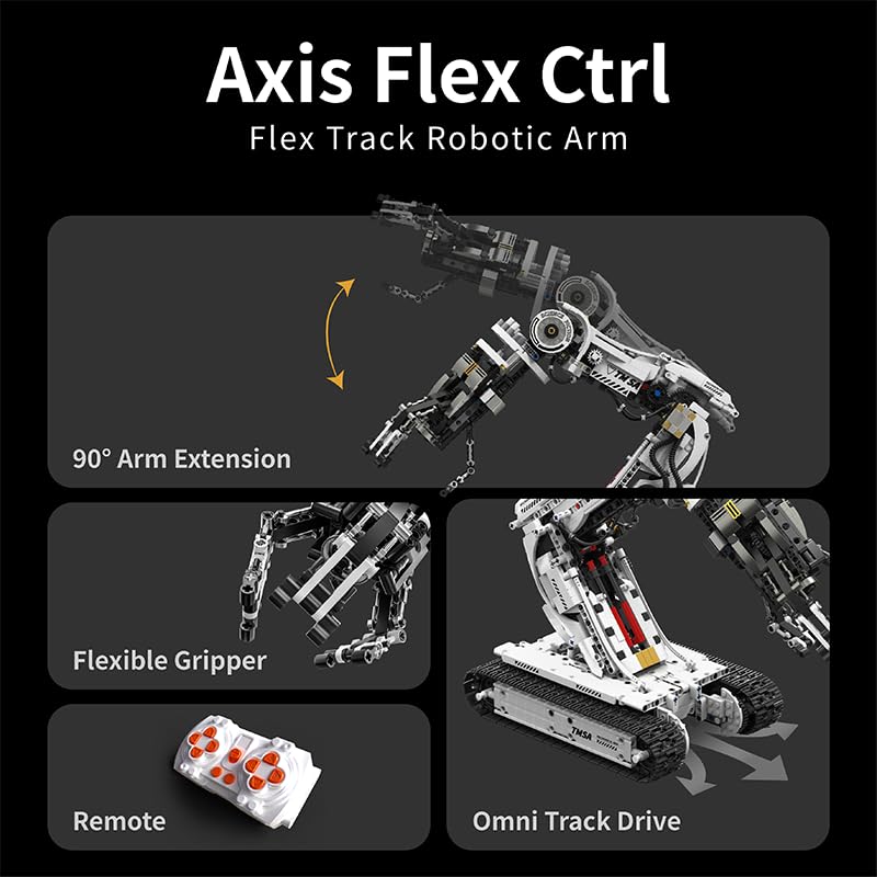 UNCLE BRICK Technical Tracked Robot Arm Building Block Kits,STEM Educational Toys,Upgraded Version Remote & APP Controlled,Set for Boys and Girls 8-14,Technical Robotic Arm Set for Adult(1468Pcs)