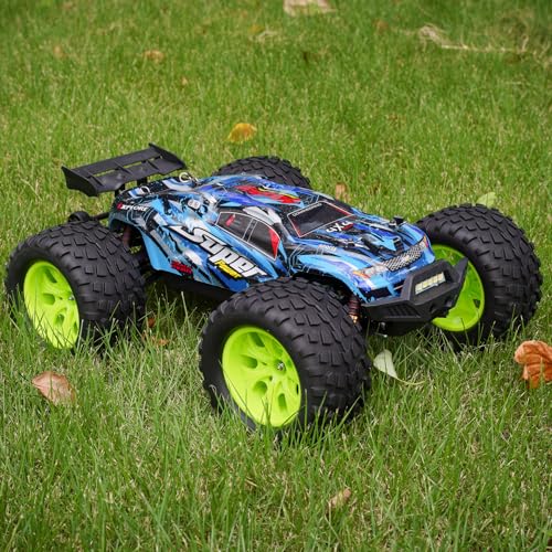 Hosim 70 * 125 mm RC Tires, All Terrain Soft Tire Mounted on 12mm Hex Wheels (Set of 4) for 1/10 RC Cars (Green Wheel hub) - color: Green