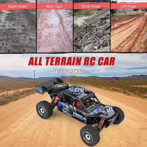 GoolRC WLtoys 124018 1:12 Scale Remote Control Car, 2.4GHz 60 km/h High Speed RC Car, 4WD All Terrain Brushless Off-Road Truck with 3 Lipo Batteries, Aluminum Alloy Chassis - size: 3 battery