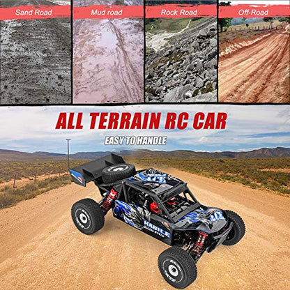 GoolRC WLtoys 124018 1:12 Scale Remote Control Car, 2.4GHz 60 km/h High Speed RC Car, 4WD All Terrain Brushless Off-Road Truck with 3 Lipo Batteries, Aluminum Alloy Chassis - size: 3 battery