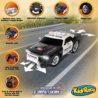 Rechargeable Remote Control Police Car, Lights & Siren, Kids 3-12 | Hobby RC Car, Birthday Gift Ideas for Boys & Girls Ages 3-12