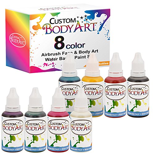 Custom Body Art 1-oz 8 Color Primary AirbrushWater Base Face-Body Paint Set - color: 8 Color Kit