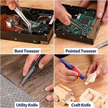 WORKPRO 33PCS Precision Repair Tool Kit, Screwdriver, Pliers Set with Pouch | Craft & Utility Knife, Precision Tweezers, Electronic Repair Applications, Portable Storage, Multi-Purpose DIY