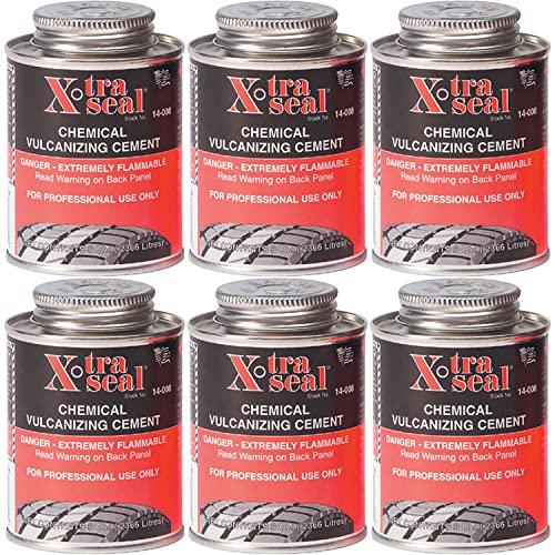 X-Tra Seal Tire Tube Paste 6 Pack 8oz (0.2366L) Black Waterproof Rubber Compatible Low to Medium Viscosity 3 Hour Full Cure Time