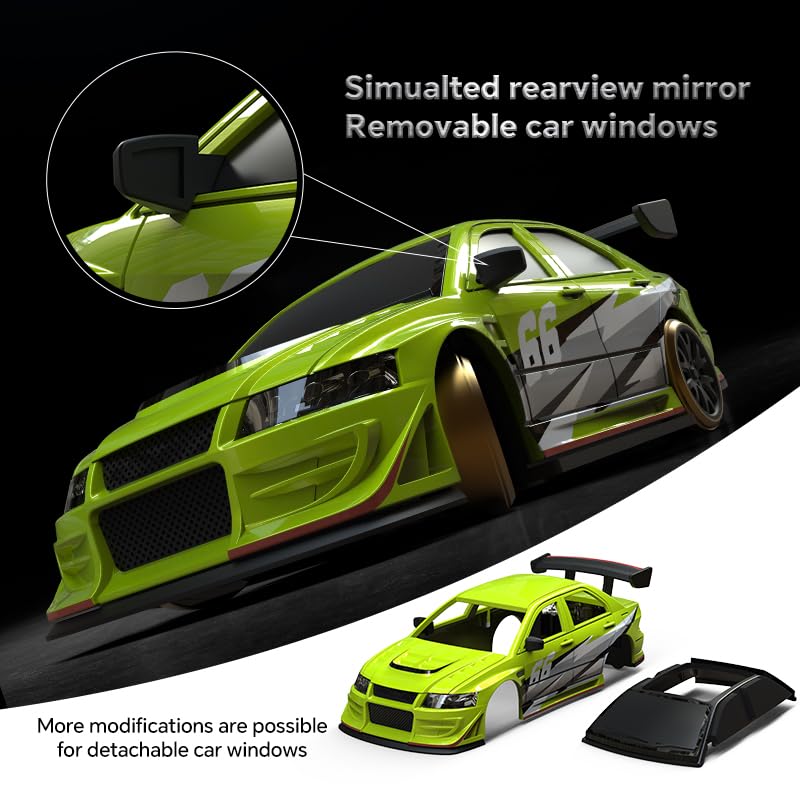 Turbo Racing 1:76 Scale Drift RC Car, Mini Table Racing Model Car with 2.4G Remote Control & Gyro Full Proportional RTR for Adults Hobby Toys Gifts (C66-Green) - style: C66-Green