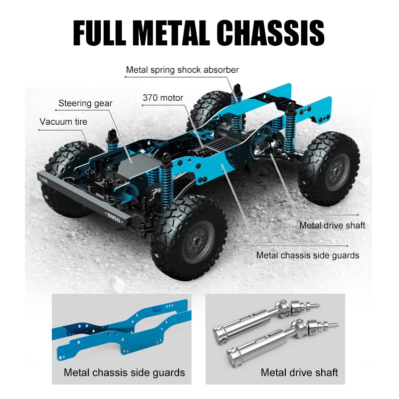 Remote Control Car 1/12 Scale, 4WD High Speed RC Car, Remote Control Truck Off Road, RC Rock Crawler, Hobby Grade All Terrain Vehicle with Metal Chassis Drive Shaft 2.4GHz RTR for Adults