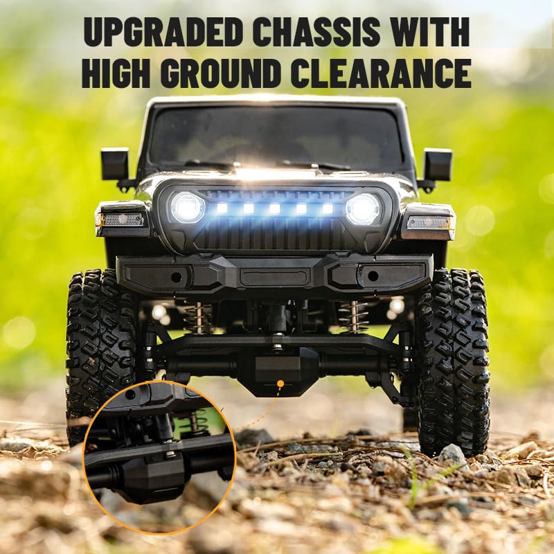 1/18 Scale 4WD RC Crawler, Full Proportional Off Road Remote Control Truck with LED Lights, Waterproof ESC, High Torque Motor, All Terrain RC Drift Vehicle Model for Adults - size: 3 Battery