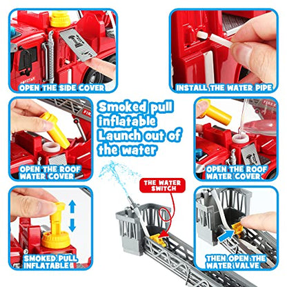Dwi Dowellin Kids Fire Truck Toys for 3 4 5 6 Years Old Boys, Fire Rescue Vehicle with Shooting Water,Lights and Sounds - style: fire tuck