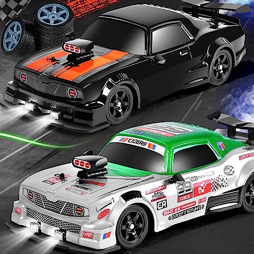 GoolRC Remote Control Drift Car, 1:16 Scale Fast and Furious Cars 18KM/H High Speed RC Cars 2.4GHz 4WD Remote Control Race Car LED Lights Spray Rubber Tire for Adults Teens Gift