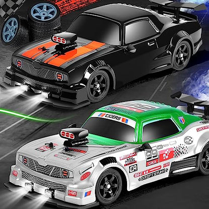 GoolRC Remote Control Drift Car, 1:16 Scale Fast and Furious Cars 18KM/H High Speed RC Cars 2.4GHz 4WD Remote Control Race Car LED Lights Spray Rubber Tire for Adults Teens Gift