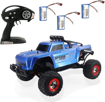 55KM/H High Speed Desert Electric Remote Control Racing Car, 4WD 2212 Brushless Motor 3200KV Rechargeable RC Rally Truck, 2.4G Full Scale Off-Road Climbing Vehicle, Xmas Gift for Adults