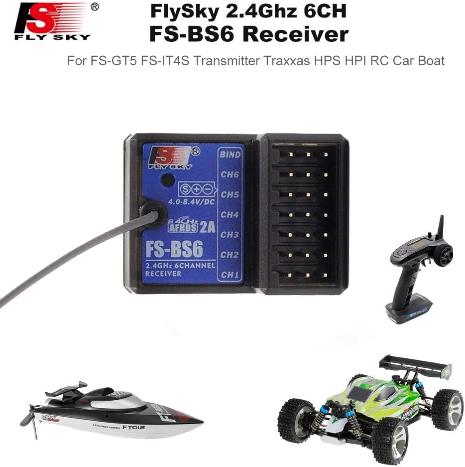 2PCS Flysky FS-BS6 Receiver, 2.4G 6CH Receiver 2.4G AFHDS 2A with Gyro | AFHDS 2A Protocol, Built‑in Gyro for Auto‑offset Correction, Compatible with Flysky GT5, Flysky iT4S, Flysky i6, i6X