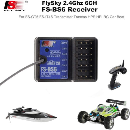 2PCS Flysky FS-BS6 Receiver, 2.4G 6CH Receiver 2.4G AFHDS 2A with Gyro | AFHDS 2A Protocol, Built‑in Gyro for Auto‑offset Correction, Compatible with Flysky GT5, Flysky iT4S, Flysky i6, i6X