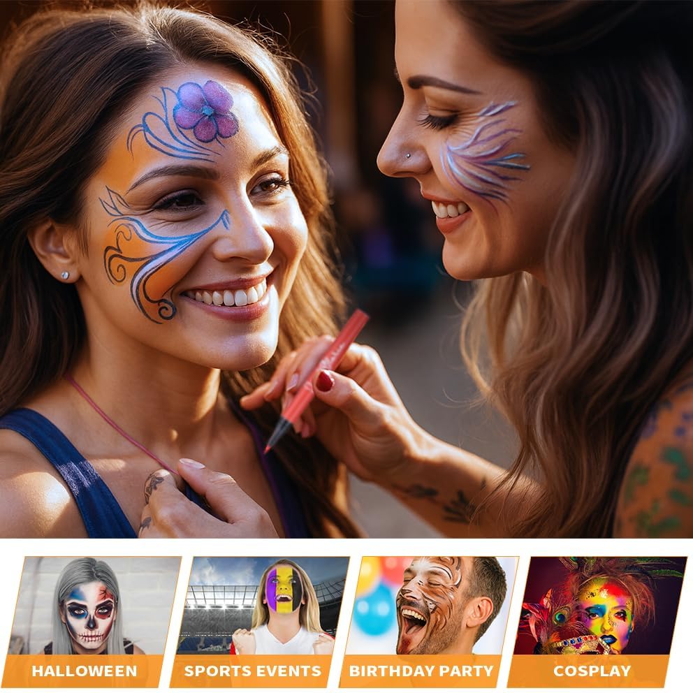 Jim&Gloria Water Resistant Face Paint Tattoo Pen, Temporary Tattoo Markers for Skin, Body Painting Kit, Teen Girl Gifts Trendy Stuff, Makeup Toys Crafts, Christmas Gifts for Teenage Girls, Adults