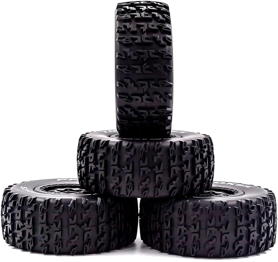 fujita 1/10 RC Racing Short Course Truck Tire & Off-Road Tyre Set Competible for ARRMA SENTON 3S Traxxas Slash4X4 Losi Tenacity Redcat HPI HSP RC Hort Course Truck Car（Black B） - color: Black B