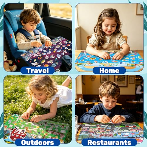 Elfew 6Pack Reusable Sticker Books for Toddlers 2-4 3-5 | 3D Puffy Stickers, 6 Themes, Waterproof, Mess-Free Sticker Activity Book, Travel Toys Birthday Gifts for Boys Girls - color: 3d Reusable Sticker Books