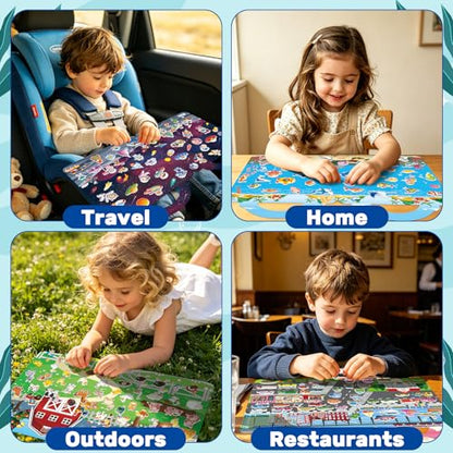 Elfew 6Pack Reusable Sticker Books for Toddlers 2-4 3-5 | 3D Puffy Stickers, 6 Themes, Waterproof, Mess-Free Sticker Activity Book, Travel Toys Birthday Gifts for Boys Girls - color: 3d Reusable Sticker Books