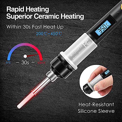 Soldering Iron Kit, 80W LCD Digital Soldering Gun with Adjustable Temperature Controlled, ON-Off Switch, 5pcs Soldering Tips, Solder Wire Tube, Desoldering Pump, 14pcs Welding Tool