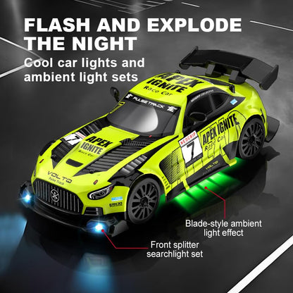 Remote Control Car, 2.4GHz RC Drift Cars 4WD High Speed Racing Sport Vehicle with 2 Rechargeable Batteries, LED Headlights, 1:24 Scale Racing Hobby Toys Cars for Boys Girls Kids Age 8-12 Birthday Gift - color: Green