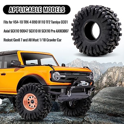 OGRC 1.9" RC Tires All Terrain Tires for SCX10 1/10 RC Crawler (120 * 45mm) | 112g/PC, with Foam Inserts, for SCX10 TRX4 Gen8 1/10 Scale Rock Crawlers