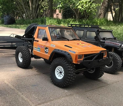 1/10 RC Hard Shell Cab & Back-Half Cage Body Shell Kit for 1/10 RC Crawler TRX4 SCX10 90046 AT4 GEN 8 Scout II,313mm Wheelbase Cherokee Upgrade and Modify (Orange) - color: Orange