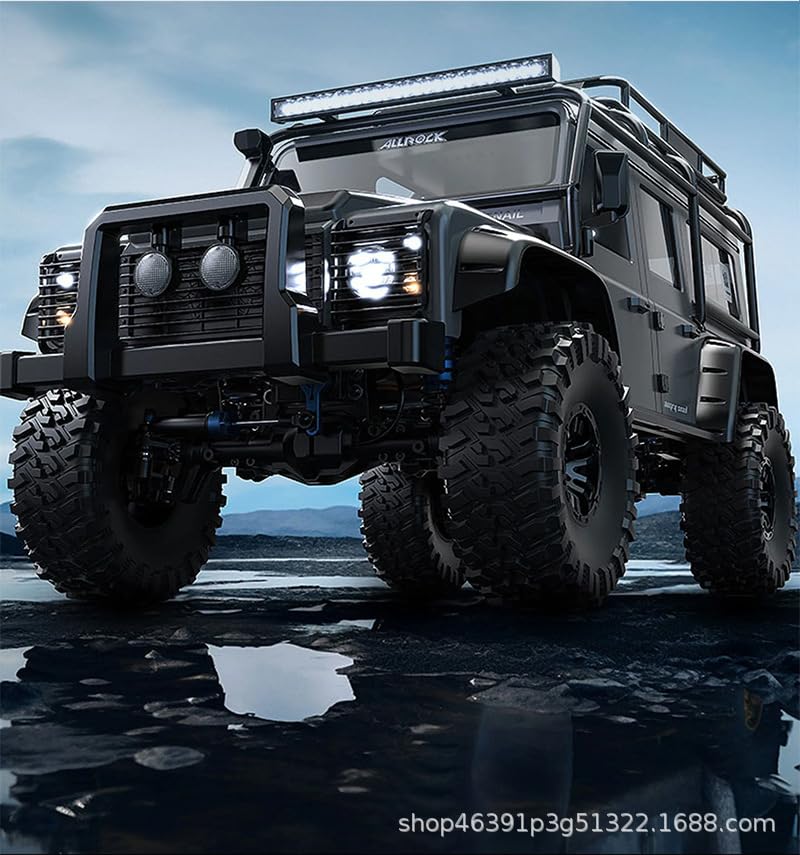2.2 inch RC Crawler Tires and Beadlock Wheels Rims OD 5.35'' 1:10 Soft Rubber Mud All Terrain Tyres for 1/10 1/8 Rock Crawler Car Traxxas TRX4 Axial SCX10 II RC4WD CC01 Gen8 (Black) - color: Black