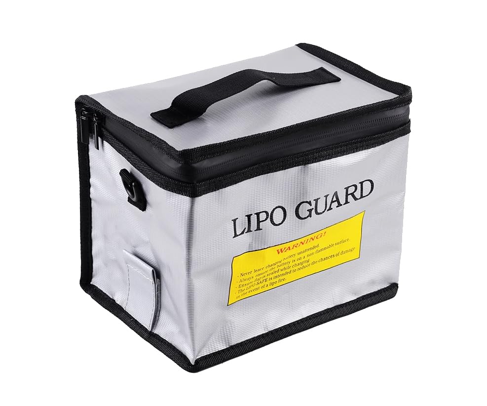 Lipo Battery Safe Bag 8.5 * 5.8 * 6.5inch Large Capacity Fireproof Explosionproof Bag RC Lipo Battery Guard Safe Portable Storage and Charging Handbag with Double Zipper (No Strap) - color: No strap