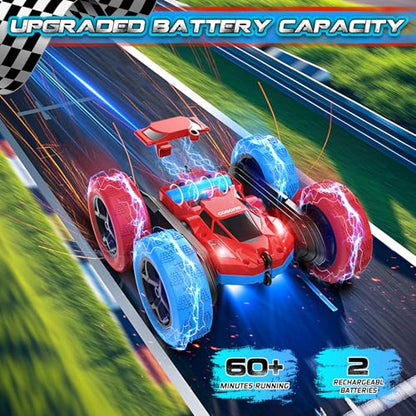 cosone RC Stunt Car for Kids, Blue&Red, Rechargeable, 2.4Ghz | 360° Rotating, 6-10 Years Old, Remote Control, Birthday Gift - color: Red&blue