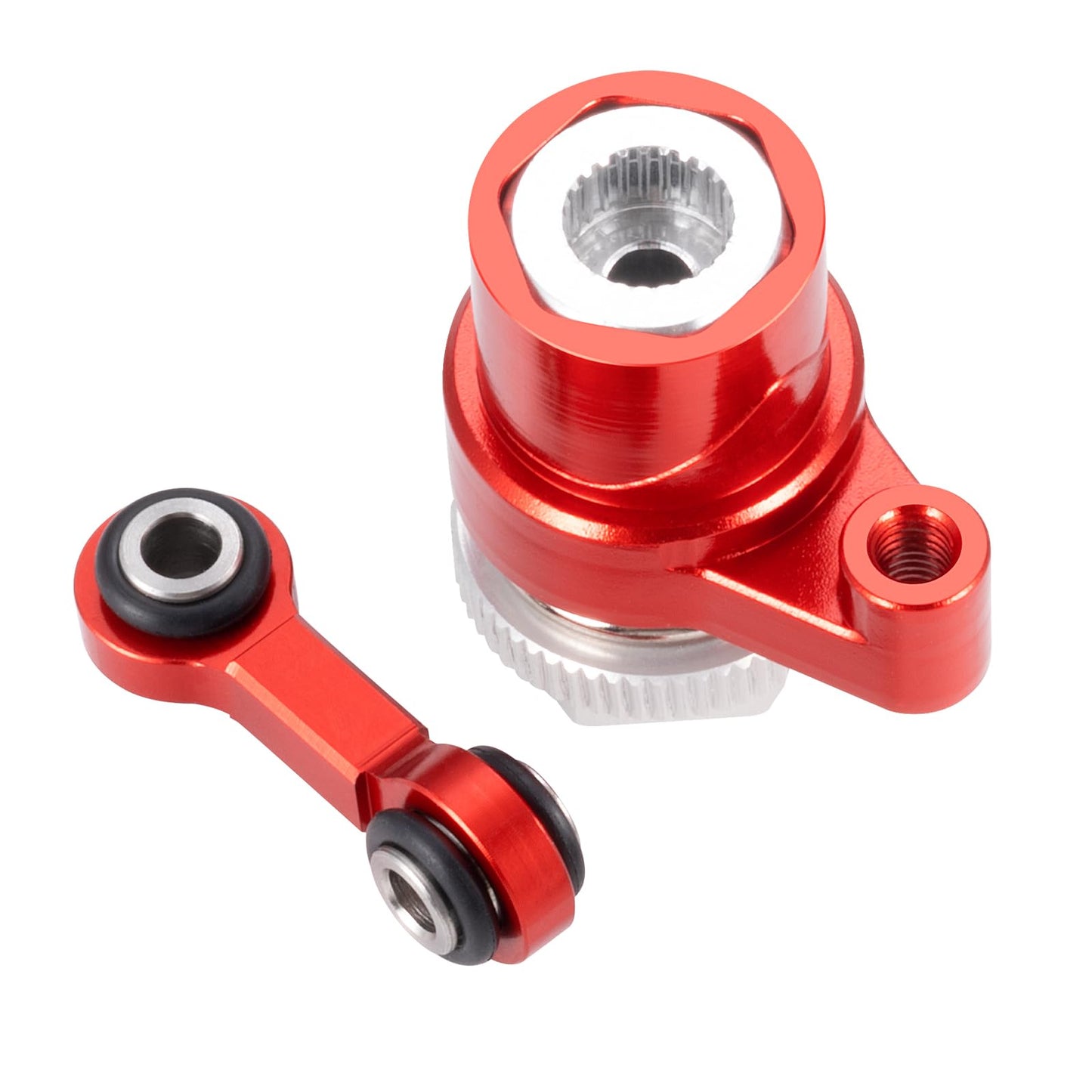 Servo Saver Arm 25T Steering Drag Link for Tra-xxas 1/16 Mini Maxx | 2S 1/10 4WD Ford GT 4-TEC 2.0 3.0 RC Car Upgrade Red 7075 Aluminum - color: Red