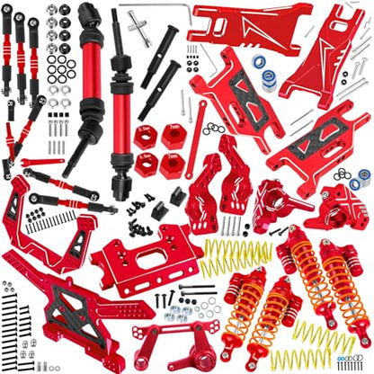 RC Upgrades Part for 1/10 Rustler Stampede (VXL) 2WD,A-Arm,Shock,Drive Shaft,Caster Block,Steering Blocks,Stub Axle Carriers,Steering Bellcranks,Links,Shock Tower,Front Bulkhead,Red - color: Red - (Rc Upgrades)