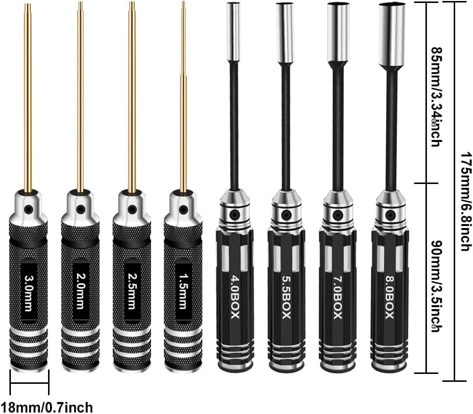 RC Hex Driver Set Tools Kit - 8pcs Titanium Allen Screwdriver 1.5mm-8.0mm for Car, Quadcopter, Drone, Boat - style: 8pcs Screwdrivers