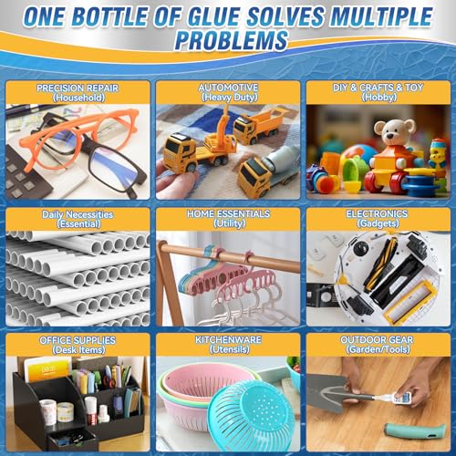 Plastic Glue for Models & Miniatures, Strong Bond, 60g Total (2×30g) | Fast-Setting CA Adhesive with 6 Precision Tips, Strong Model Glue for PLA, ABS, PVC, Acrylic and 3D Print Repairs