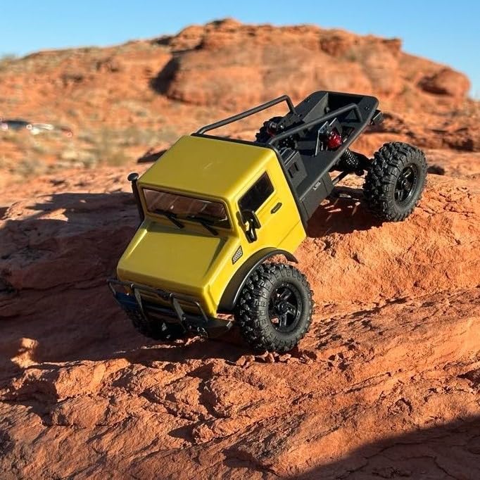 HOBBYPLUS CR-18P V3 Brushless Rushmore in -Hunter - Matte Sand - 1/18 Scale RC Truck Crawler with Off-Road RC Trucks Features, Portal Axles & Metal Gears - RTR, 2S/3S LiPo Compatible (1810419-V3) - color: T-hunter - Matte Sand (1810419-v3)