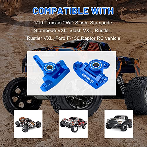 OGRC Caster Block Steering Blocks for Traxxas 2WD Slash/Stampede（Blue） | L&R Aluminum Alloy 2WD Caster Block & Steering Blocks for 1/10 Traxxas Slash Stampede Rustler 2WD RC Truck - color: Blue