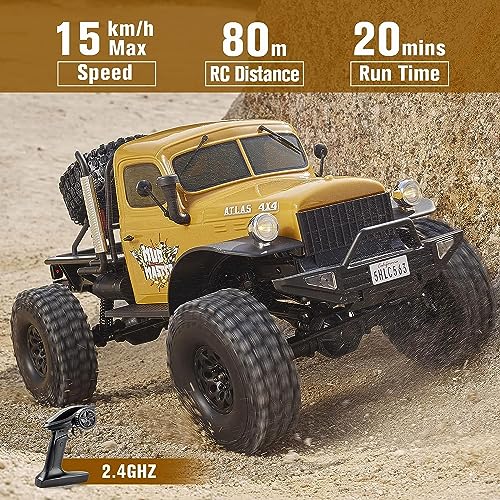 BEEZRC RocHobby 1/10 Atlas RC Crawler, 4WD with Lighting, 2.4GHz RC Rock Truck, Off Road Hobby Grade, Remote Control Car for Adults, Need to Complete with Battery (Yellow) - color: Yellow