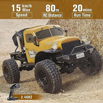 BEEZRC RocHobby 1/10 Atlas RC Crawler, 4WD with Lighting, 2.4GHz RC Rock Truck, Off Road Hobby Grade, Remote Control Car for Adults, Need to Complete with Battery (Yellow) - color: Yellow
