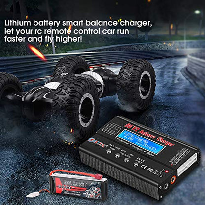 LiPo Battery Charger RC Car Balance Charger, 1S-6S Digital Discharger Battery Pack Charger 80W 6A for Li-ion Life NiCd NiMH LiHV PB Smart Battery,Deans Connectors + Power Supply