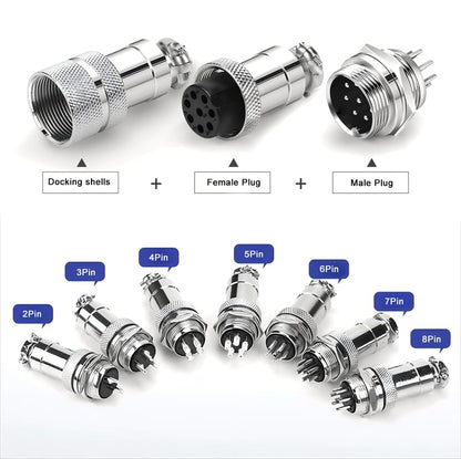5Set GX16 4pin Male+Female Combination Aviation Plug Socket Connector,Panel Mounted Metal Circular Adapter Thread Locking,5A/125V,16mm,Welded,for Electrical and Electronic Connections - size: 4Pin