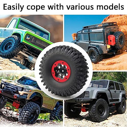 RC Tires 4PCS 1.9 Inch Tires and Beadlock Wheels Set OD 120mm Tyre for 1/10 RC Rock Crawler Monster Truck