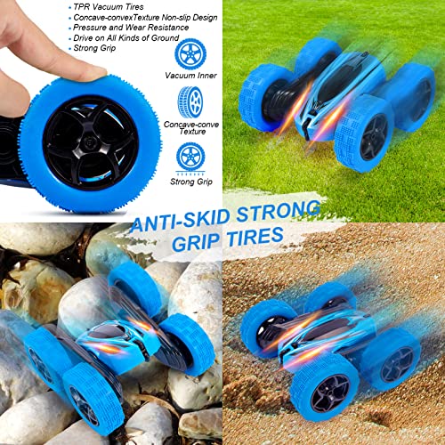 Remote Control Car RC Stunt Car Watch Gesture Sensor Car 4WD Double Sided 360 Degree Rotating Tumbling Rechargeable Car High Speed 2.4GHZ Off Road Hobby RC Toy Cars for Xmas Birthday Gift Adults,Kids - style: Blue