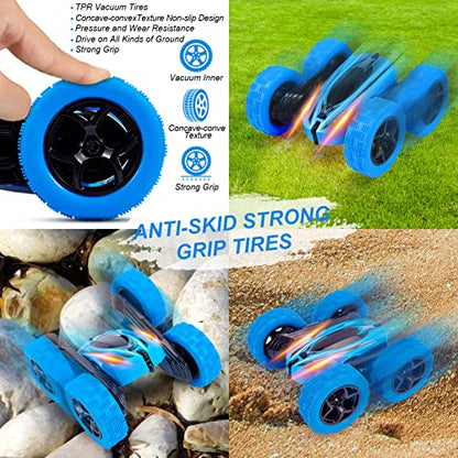 Remote Control Car RC Stunt Car Watch Gesture Sensor Car 4WD Double Sided 360 Degree Rotating Tumbling Rechargeable Car High Speed 2.4GHZ Off Road Hobby RC Toy Cars for Xmas Birthday Gift Adults,Kids - style: Blue