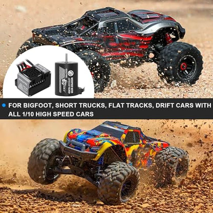 GOUPRC S3650 4300KV Brushless Motor 3.175mm Shaft with Upgrade 60A ESC Electric Speed Controller Combo Set with Programming Card for 1/10 RC Car Truck (4300KV+EAS+CAR) - color: Black Esc+Motor+Card