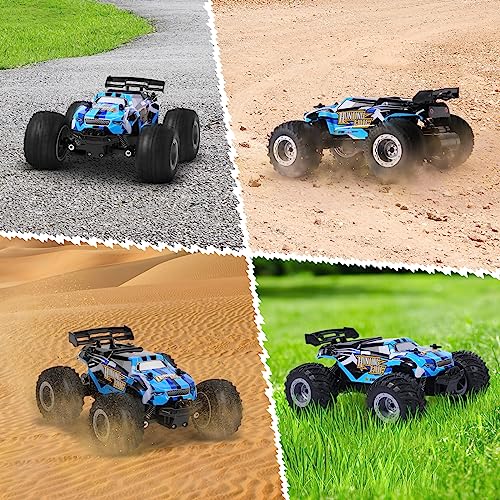 Remote Control Car, Remote Control Truck, 2.4Ghz All Terrain Rc Cars | 20 KM/H Off-Road Monster Truck with LED Bodylight and 2 Rechargeable Batteries Toys for Boys